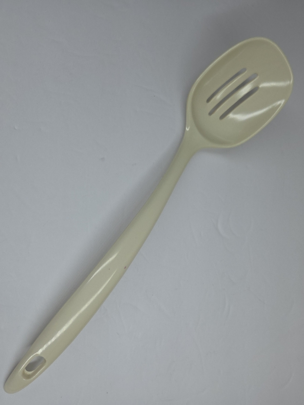 Vtg Taiwan Melamine Off White Slotted Spoon Hard Plastic Utensil